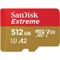 

SanDisk 512GB Extreme UHS-I microSDXC Memory Card with SD Adapter, 160MB/s Read, 90MB/s Write, V30, A2