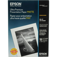 

Epson Ultra Premium Presentation Flat Matte Bright White Inkjet Paper, 10.3 mil., 11.7x16.5", 50 Sheets.