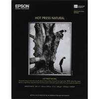 

Epson Hot Press Natural Fine Art Smooth Matte Cotton Rag Inkjet Paper, 17 mil., 330 g/m2, 17x22", 25 Sheets