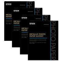 

Epson 4 Pack 8.5x11" Metallic Glossy Photo Paper, 25 Sheets
