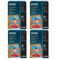 

Epson 4 PACK 4x6" Value Glossy Photo Paper for Inkjet and Supertank Printers, 186 gm2, 100 Sheets