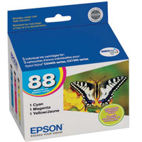 

Epson T088520 88 Multipack of DURABrite Ultra Ink Cartridges (Cyan/Magenta/Yellow) for Stylus CX4400, CX4450, CX7400, CX7450, NX100, NX105, NX110, NX115, NX200, NX215, NX300, NX305, NX400, NX415, NX510 All-in-One Printers and Stylus N11 Inkjet Printer