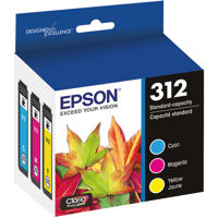 

Epson T312 Claria Standard Capacity Multi-Pack Ink Cartridge for Inkjet Printer, 3 Pack, Cyan/Magenta/Yellow