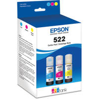 

Epson T522 Multi-Color Ink Bottles, Cyan, Magenta, Yellow, 3-Pack