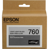 

Epson T760 Ultrachrome HD Ink Cartridge for SureColor P600 Inkjet Printer, 25.9ml Capacity, Light Light Black
