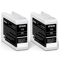 Epson 2 Pack T770 UltraChrome PRO10 Photo Black Ink Cartridge for SureColor P700 Printer, 25ml