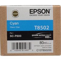 

Epson T850 Cyan Inkjet UltraChrome HD Ink Cartridge for SureColor P800 Printer, 80ml Capacity