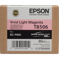 

Epson T850 Vivid Light Magenta Inkjet UltraChrome HD Ink Cartridge for SureColor P800 Printer, 80ml Capacity