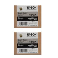 

Epson 2x T850 Light Black Inkjet UltraChrome HD Ink Cartridge for SureColor P800 Printer, 80ml Capacity