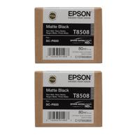 

Epson 2x T850 Matte Black Inkjet UltraChrome HD Ink Cartridge for SureColor P800 Printer, 80ml Capacity