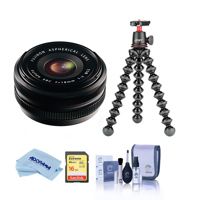 

Fujifilm XF 18mm F/2.0 Lens - Bundle With Joby GorillaPod 3K Kit Black, 16GB U3 SDHC Card, Cleaning Kit, Microfiber Cloth