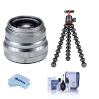 

Fujifilm XF 35mm F/2 R WR Lens, Silver - Bundle With Joby GorillaPod 3K Kit Black, Cleaning Kit, Microfiber Cloth