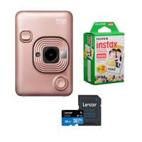 

Fujifilm Instax Hybrid Mini LiPlay, Blush Gold - Bundle With Fujifilm instax mini Instant Daylight Film Twin Pack, 20 Exposures, 32GB MIcroSDHC Card