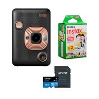 

Fujifilm Instax Hybrid Mini LiPlay, Elegant Black - Bundle With Fujifilm instax mini Instant Daylight Film Twin Pack, 20 Exposures, 32GB MIcroSDHC Card