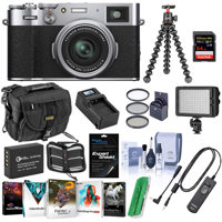 

Fujifilm X100V Digital Camera, Silver - Bundle With Camera Case, 64GB SDXC Card, Fujifilm RR-100 Remote Release, Joby GorillaPod 3K Kit Black, Spare Battery, Charger, Bi-Color LED Light, Software, More