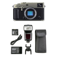 

Fujifilm X-Pro3 Mirrorless Digital Camera, Dura Silver - With Flashpoint Zoom Li-ion R2 TTL On-Camera Flash Speedlight for Fuji