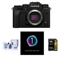 

Fujifilm X-T4 Mirrorless Digital Camera Body, Black Bundle with Capture One Pro Photo Editing Software, 128GB UHS-II V90 SD Card and Accessories