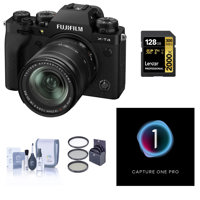 

Fujifilm X-T4 Mirrorless Digital Camera with XF 18-55mm f/2.8-4 R LM OIS Lens, Black Bundle with Capture One Pro Photo Editing Software, 128GB UHS-II V90 SD Card and Accessories