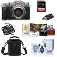 

Fujifilm X-T4 Mirrorless Digital Camera Body, Silver - Bundle With Shoulder Bag, 32B SDHC Card, Cleaning Kit, Card Reader, Memory Wallet, Mac Software Package