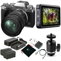 

Fujifilm X-T4 Mirrorless Camera with XF 16-80mm f/4 R OIS WR Lens Silver - Bundle With Atomos Ninja V 5" Touchscreen Recording Monitor, Atomos Kit Zilr 4Kp60 HDMI Secure Cable, SmallRig Ball Head