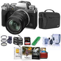 

Fujifilm X-T4 Mirrorless Camera with XF 18-55mm f/2.8-4 R LM OIS Lens, Silver - Bundle With Shoulder Bag, 32B SDHC Card, Cleaning Kit, Card Reader, Memory Wallet, Mac Software Pack, 58mm Filter Kit