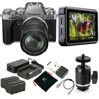 

Fujifilm X-T4 Mirrorless Camera with XF 18-55mm f/2.8-4 R LM OIS Lens, Silver - Bundle With Atomos Ninja V 5" Touchscreen Recording Monitor, Atomos Kit Zilr 4Kp60 HDMI Secure Cable, SmallRig Ball Head