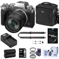 

Fujifilm X-T4 26.1MP Mirrorless Digital Camera with XF 18-55mm f/2.8-4 R LM OIS Lens, Silver Bundle with 128GB SD Card, Bag, Extra Battery, Charger, Camera Strap, Filter Kit and Accessories