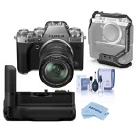 

Fujifilm X-T4 Mirrorless Digital Camera with XF 18-55mm f/2.8-4 R LM OIS Lens, Silver - With Fujifilm Vertical Battery Grip for X-T4, Cleaning Kit, Microfiber Cloth, SmallRig Cage for FUJIFILM X-T4
