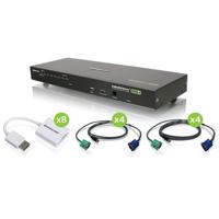 

IOGEAR GCS1808DPKITU 8-Port USB PS/2 Combo VGA DisplayPort KVM Kit, Includes Adapters & Cables