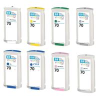 

HP 70 130 ml Vivera Ink Cartridge Bundle for Various DesignJet Inkjet Printers - Includes Gray / Light Gray / Cyan / Yellow / Light Magenta / Green / Blue / Gloss Enhancer