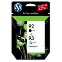 

HP #92/93 Combo-pack, Black / Tri-Color Inkjet Print Cartridges for Assorted Pinters - Yield; Black: 280 Pages, Color: 240 Pages