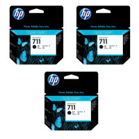 

HP 3 Pack 711 80ml Black Ink Cartridge for T120, T520 DesignJet ePrinter