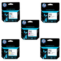

HP 711 Ink Cartridge For HP T120 Printer Bundle 1 Consists of 2x 711 80ml Black Ink Cartridge, 711 3-Pack 29-ml Cyan, 711 29ml Magenta Ink Cartridge 3 Pack, 711 29ml Yellow Ink Cartridge 3 Pack
