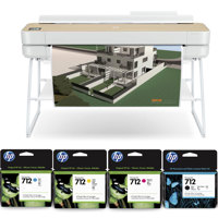 

HP DesignJet Studio Large Format Printer, 36" Color Inkjet Plotter, Wireless, Wood Design, Bundle with 4x Ink Cartridges