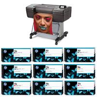 

HP DesignJet Z9+ Large Format PostScript Photo Printer, 24" Inkjet, Spectrophotometer, Bundle with 9x Ink Cartridges