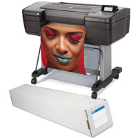 

HP DesignJet Z9+ Large Format PostScript Photo Printer, 24" Inkjet, Spectrophotometer with HP Universal Instant-Dry Satin Inkjet Photo Paper 24"x100' Roll