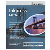 

Inkpress Duo Matte 80 Inkjet Paper, 215 gsm Weight, 12 mil Thickness, 95% Brightness, Double Sided, 24"x100' Roll