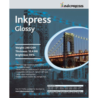 

Inkpress Glossy, Single Sided Gloss Surface Inkjet Paper, 240gsm, 10.4 mil., 8.5x11", 30 Sheets