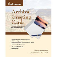 

Inkpress Archival Greeting Cards for Inkjet 7x10" Scored Archival Greeting Card Paper, (Produces 5x7" Card), 20 Sheets with Matching Envelopes