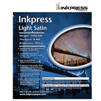 

Inkpress Light Satin Inkjet Photo Paper, Single Sided, 190 gsm, 8 mil, 94% Bright, 11x17", 100 Sheets