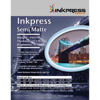 

Inkpress Semi Matte Inkjet Photo Paper, 10.4mil, 240gsm, 95% Bright, 17x22", 20 Sheets