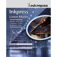 

Inkpress Linen Matte Single Sided Bright White Textured Watercolor Inkjet Paper, 10 Mil., 200gsm., 4x6", 100 Sheets