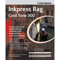

Inkpress Rag Cool Tone 300 Double Sided, Bright White Matte Inkjet Paper, 23 mil, 300 gsm, 95% Bright, 12x12", 25 Sheets