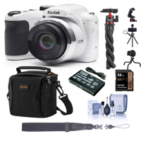 

KODAK PIXPRO AZ252 16MP Point and Shoot Digital Camera, 25x Optical Zoom, White Bundle with Shoulder Bag, Octopus Tripod, Card Reader, 32GB SD Card, Cleaning Kit, Wrist Strap