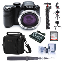 

KODAK PIXPRO AZ421 16MP Digital Camera, 42x Optical Zoom, 720p HD Video, Black - Bundle With Shoulder Bag, Ulanzi MT-11 Octopus Tripod, Card Reader, 32GB SDHC Card, Cleaning Kit, Op/Tech 11" Wrist Strap