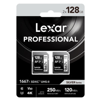 

Lexar Professional 1667x 128GB SDXC UHS-II/U3 Memory Card, 2 Pack