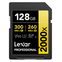 

Lexar Professional 2000x 128GB SDXC UHS-II Memory Card, 300MB/s Read, 260MB/s Write