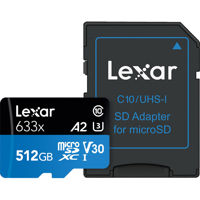 

Lexar High-Performance 512GB 633x microSDXC UHS-I U3 Memory Card with SD Adapter