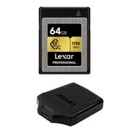 

Lexar Professional CFexpress 64GB Type-B Memory Card, 1750MB/s Read, 1000MB/s Write - With Lexar CFexpress Type-B USB 3.1 Reader
