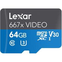 

Lexar 64GB Professional 667x Video UHS-I Class 10 A2 U3 V30 microSDXC Memory Card with SD Adapter, 100MB/s Read, 60MB/s Write